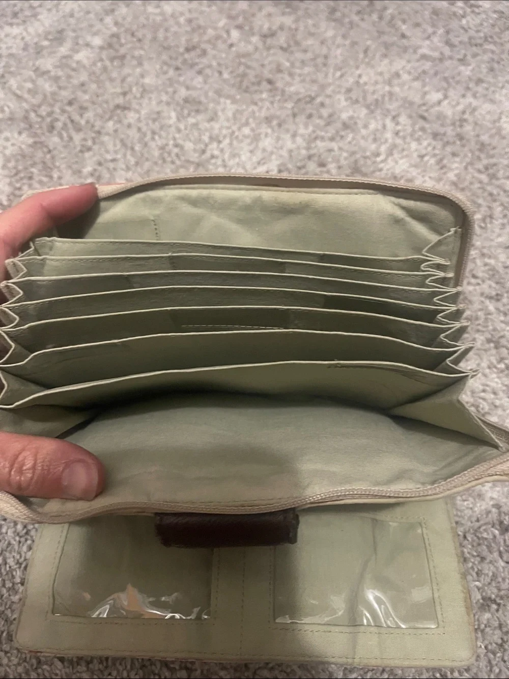 Canvas Zip Wallet in Cream and Coral Scroll Print